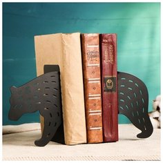Ограничитель-подставка для книг "Медведь" набор, черный Хорошие сувениры