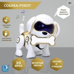 Робот-собака Чаппи, русское озвучивание, световые и звуковые эффекты, цвет золотой Denco Store