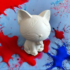 "Раскрась своего Котёнка" гипсовая 3D фигурка котёнка 6см х 7см нет бренда