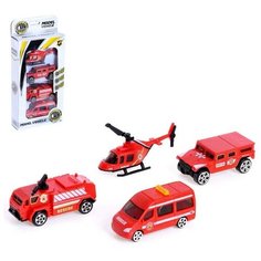 Набор машин «Пожарная техника», 4 штуки Noname