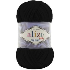 Пряжа Alize Velluto черный (60), 100%микрополиэстер, 68м, 100г, 3шт