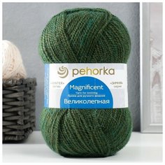 Пряжа "Великолепная" 30% ангора, 70% акрил объёмный 300м/100гр (448-Св. оливковый) Пехорка