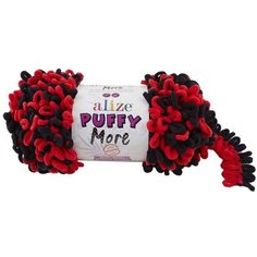 Пряжа Alize Puffy More красный-черный (6273), 100%микрополиэстер, 11,5м, 150г, 5шт