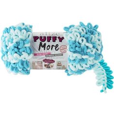 Пряжа Alize Puffy More бледно бирюзовый-бирюзовый (6409), 100%микрополиэстер, 11,5м, 150г, 2шт