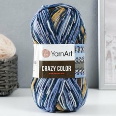 YarnArt Пряжа "Crazy color" 25% шерсть, 75% акрил 260м/100гр (182 син-голуб-корич-беж)