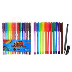 Набор ручек шариковых, 12 цветов, треугольный, тонированный корпус, в блистере на кнопке Noname