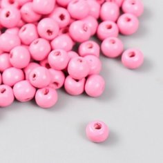 Бусины для творчества дерево "Праздничный розовый" d-0,8 см, набор 20 гр Нет бренда