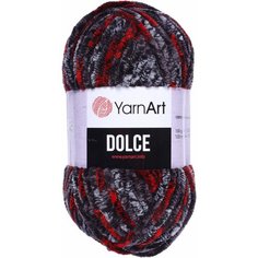 Пряжа YarnArt Dolce красный-черный-серый (806), 100%микрополиэстер, 120м, 100г, 2шт