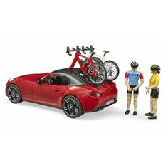 Масштабная модель BRUDER 03-485 Спортивный автомобиль Roadster с фигуркой и велосипедом