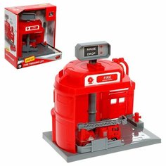 Парковка "Пожарная" с подъёмом, машинка опускается с кнопки, звонит колокол, микс Gold Seller