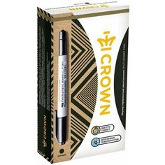 Маркер перманентный двусторонний Crown Multi Marker Twin черный толщина линии 1-2 мм, 1495411
