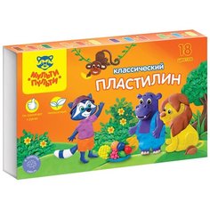 Комплект 10 шт, Пластилин Мульти-Пульти "Приключения Енота", 18 цветов, 360г, со стеком, картон
