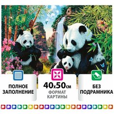 Картина стразами (алмазная мозаика) 40х50 см, остров сокровищ "Панды", без подрамника, 662410