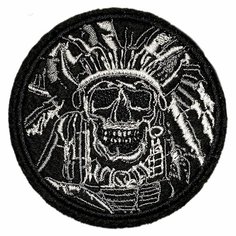 Нашивка, шеврон, патч (patch) Череп вождя, размер 7,5*7,5 см Rocknrolla