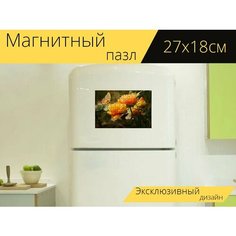 Магнитный пазл "Сад, цветы, бабочка" на холодильник 27 x 18 см. Lots Prints