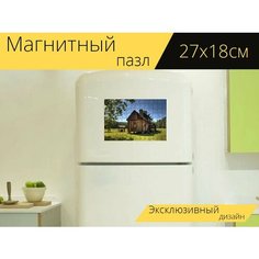 Магнитный пазл "Новая эхота, индейцы, чероки" на холодильник 27 x 18 см. Lots Prints
