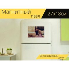 Магнитный пазл "Массаж, терапевт, женщина" на холодильник 27 x 18 см. Lots Prints