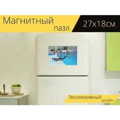 Магнитный пазл "Дельфин, рыба, животное" на холодильник 27 x 18 см. Lots Prints