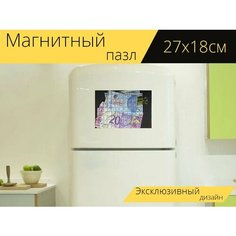 Магнитный пазл "Бумажные деньги, банкнота, фунт" на холодильник 27 x 18 см. Lots Prints