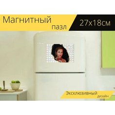 Магнитный пазл "Женщина, красота, рамка" на холодильник 27 x 18 см. Lots Prints