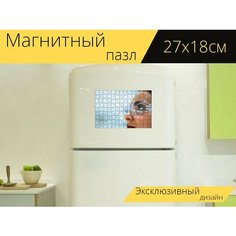 Магнитный пазл "Очки защитные, химик, исследователь" на холодильник 27 x 18 см. Lots Prints