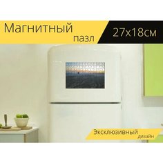 Магнитный пазл "Воздушный шар, пейзаж, природа" на холодильник 27 x 18 см. Lots Prints