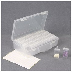 Баночки для декора в контейнере, с наклейками, 64 баночки, 22,3 × 13 × 5,5 см, цвет прозрачный Queen Fair