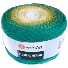 Пряжа Yarnart Flowers Merino зеленый-желтый (538), 25%шерсть/75%акрил, 590м, 225г, 2шт