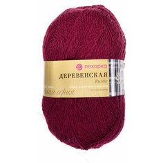 Пряжа Пехорка Деревенская темно-бордовый(323), 100%шерсть, 250м, 100г, 2шт