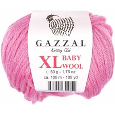 Пряжа Gazzal Baby Wool XL темно-розовый (831), 40%шерсть мериноса/20%кашемирПА/40%акрил, 100м, 50г, 5шт