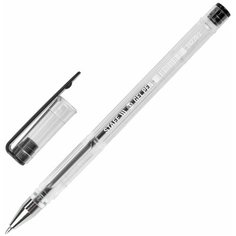 Ручка гелевая STAFF "Basic" GP-789, черная, корпус прозрачный, хромированные детали, узел 0,5 мм, 142789