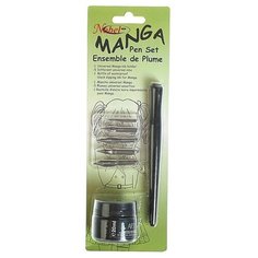 Набор перьев, 5 штук+1 штука держатель для перьев+чернила на водной основе 10 мл, чёрные NO Name