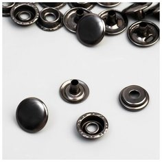 Кнопка О-образная, железная, d = 15 мм, цвет чёрный никель Noname