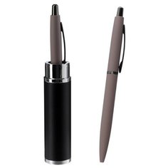 BrunoVisconti Ручка шариковая автоматическая SAN REMO 1.0 мм, металлический серый корпус, синий стержень, в тубусе