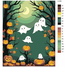 Картина по номерам,"Живопись по номерам",80 x 100, LI-335, тыковки хеллуин