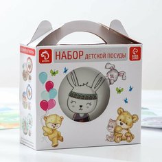 Посуда для детей набор 3 предмета . Доляна Зайка