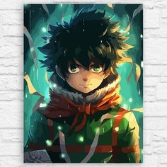 Картина по номерам на холсте новый год рождеством (моя геройская академия, аниме, изуку мидория) - 12837 40х30 Бруталити