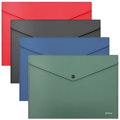 Папка-конверт на кнопке А4, 140 мкм, ErichKrause Fizzy Classic, непрозрачная, микс