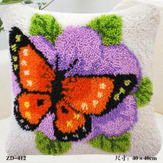 Ковровая вышивка набор для вышивания подушки размером 40х40 см ZD-412 Бабочка на фиолетовом цветке Dia Mond