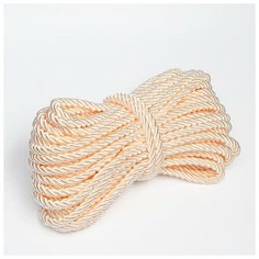 Шнур для декора и отделки, витой, декоративный, без тесьмы, бежевый, 12 мм х 25 м Noname