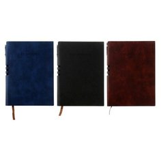 Ежедневник недатированный А5, 140 листов в клетку, с ручкой, обложка кожзам, микс Noname