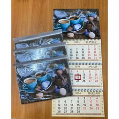 Календарь настенный квартальный на 2024 "Чашка кофе" 72х29,5 см, 3х блочный Улыбка