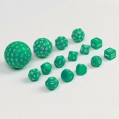 Набор кубиков для D&D (Dungeons and Dragons, ДнД) "Время игры", серия: D&D, 15 шт, зеленые
