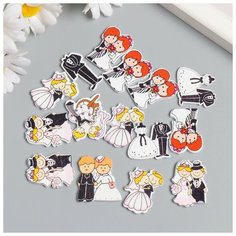 Арт Узор Декор дерево для творчества "Свадьба" набор 15 шт микс 2,4х2,2 см