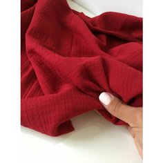 1.5м . муслин двухслойный жатый. Хлопок 100%, ширина 140 см. Цвет малиновый, ткань для шитья и рукоделия. Нет бренда