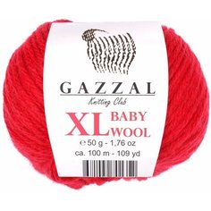 Пряжа Gazzal Baby Wool XL красный (811), 40%шерсть мериноса/20%кашемирПА/40%акрил, 100м, 50г, 2шт