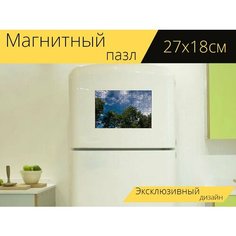 Магнитный пазл "Небо, деревья, дерево" на холодильник 27 x 18 см. Lots Prints