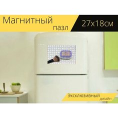 Магнитный пазл "Макияж, кисть, макияж" на холодильник 27 x 18 см. Lots Prints