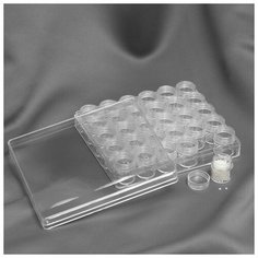 Контейнер для рукоделия, 30 баночек, 14 гр, 16,5 × 13,5 × 3,5 см, цвет прозрачный Без бренда