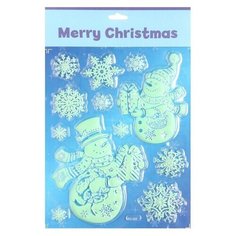 Наклейки на окна "Новогодние" снеговики, 27 х 18 см Noname